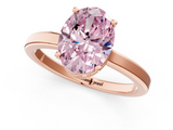 Rose gold Fancy Pink Oval  Cut Solitaire Engagement Ring with Four-Prong Setting on a Classic Band_21