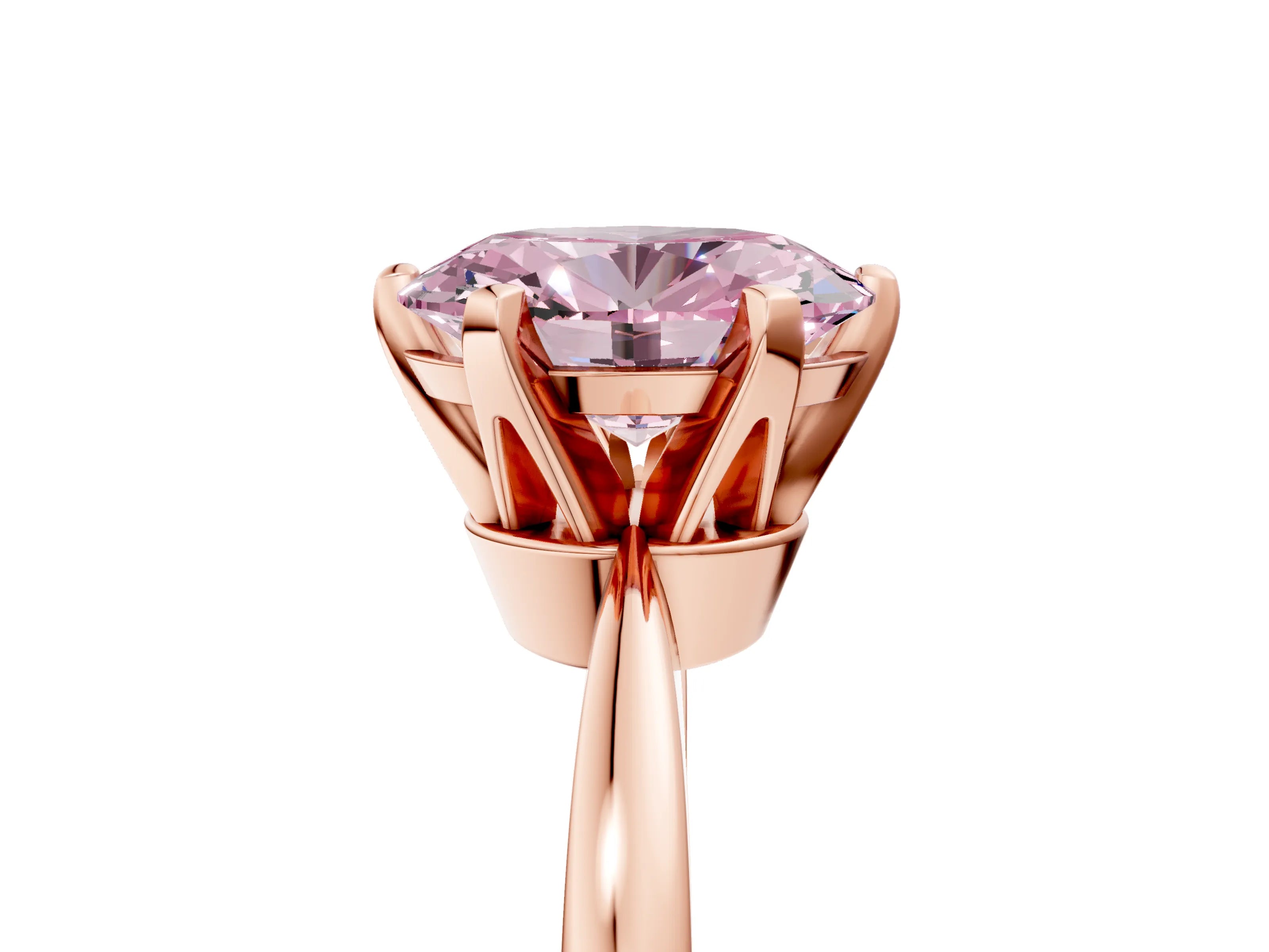 Rose gold Fancy Pink Oval Cut Solitaire Engagement Ring with Six-Prong Setting and Tapered Band_5