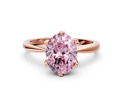 Rose gold Fancy Pink Oval Cut Solitaire Engagement Ring with Six-Prong Setting and Tapered Band