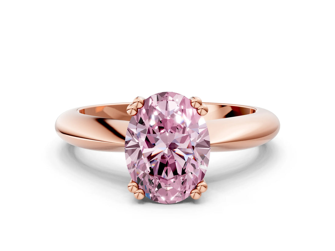 Rose gold Fancy Pink Oval  Cut Solitaire Engagement Ring with Tapered Band and Four-Prong Setting 1
