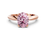 Rose gold Fancy Pink Oval  Cut Solitaire Engagement Ring with Tapered Band and Four-Prong Setting 1
