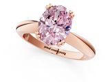 Rose gold Fancy Pink Oval  Cut Solitaire Engagement Ring with Tapered Band and Four-Prong Setting 2