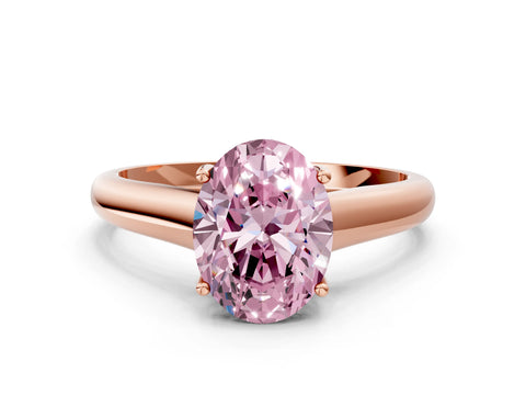 Rose gold Fancy Pink Oval Cut Solitaire Engagement Ring with Tapered Band and Four-Prong Setting_3