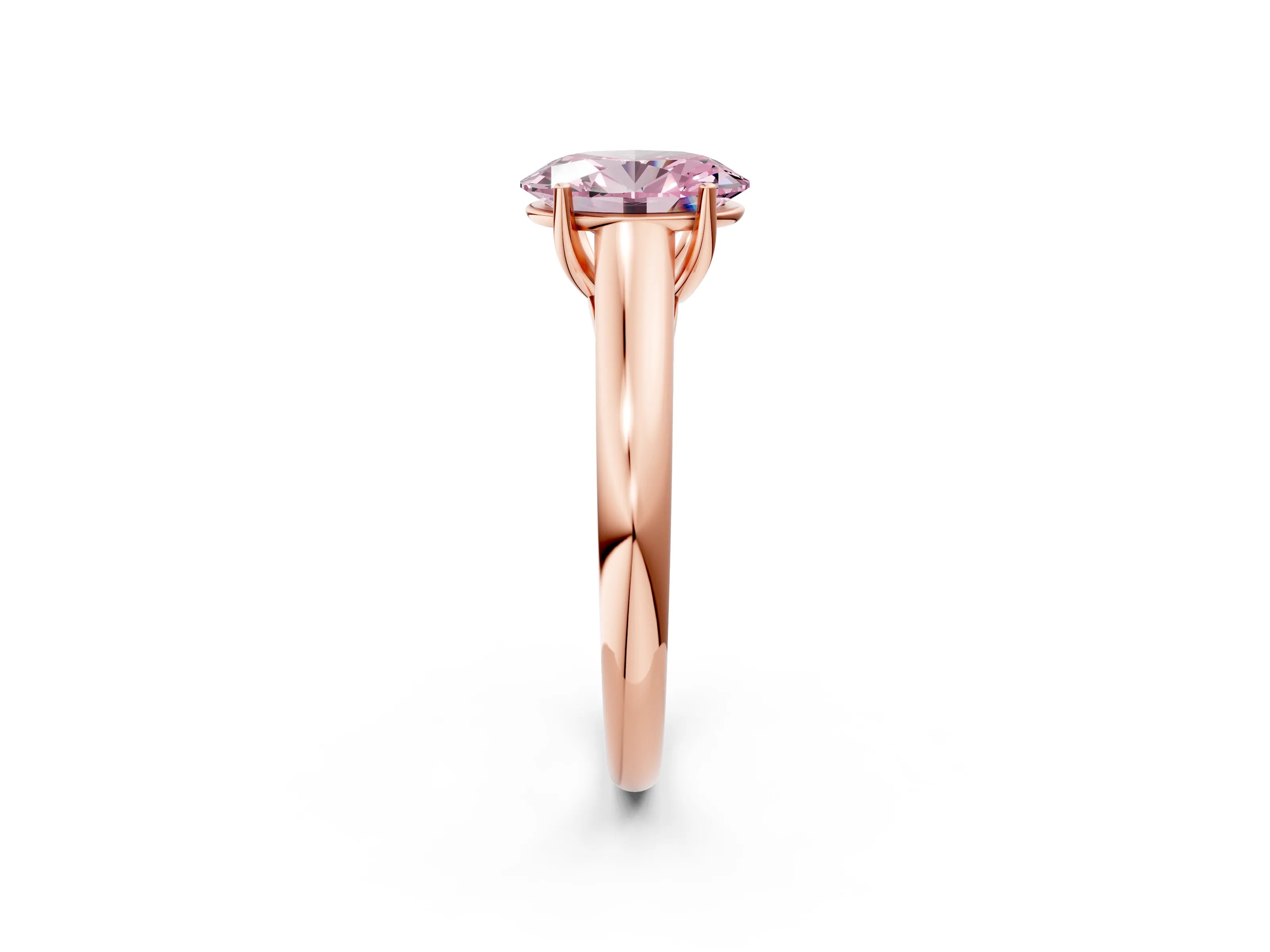 Rose gold Fancy Pink Oval Cut Solitaire Engagement Ring with Tapered Band and Four-Prong Setting_5