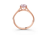 Rose gold Fancy Pink Oval Cut Solitaire Engagement Ring with Tapered Band and Four-Prong Setting_6