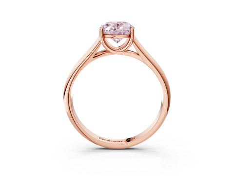 Rose gold Fancy Pink Oval Cut Solitaire Engagement Ring with Tapered Band and Four-Prong Setting_6