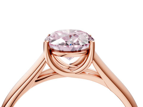 Rose gold Fancy Pink Oval Cut Solitaire Engagement Ring with Tapered Band and Four-Prong Setting_7