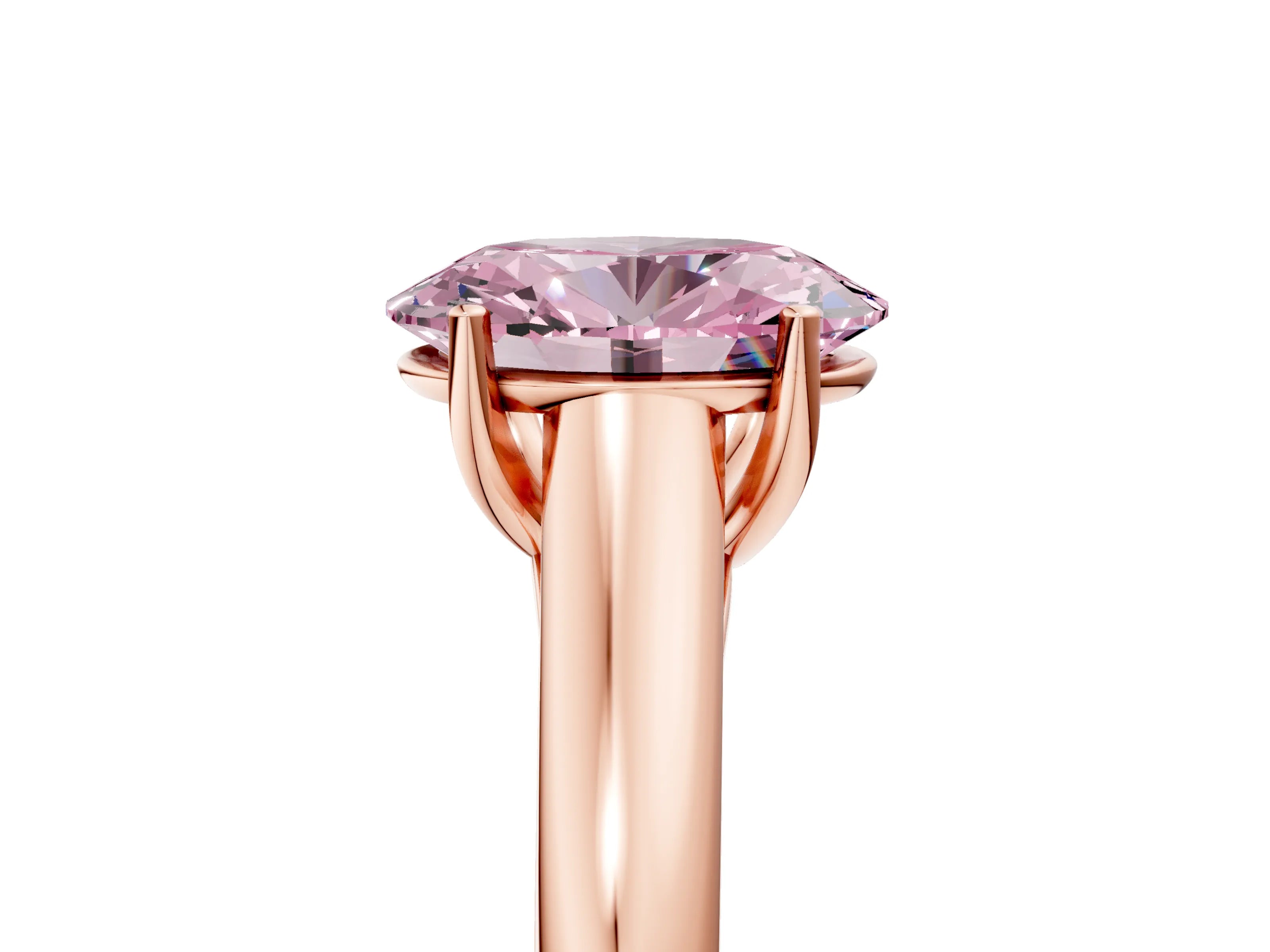 Rose gold Fancy Pink Oval Cut Solitaire Engagement Ring with Tapered Band and Four-Prong Setting_8