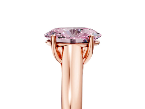 Rose gold Fancy Pink Oval Cut Solitaire Engagement Ring with Tapered Band and Four-Prong Setting_8