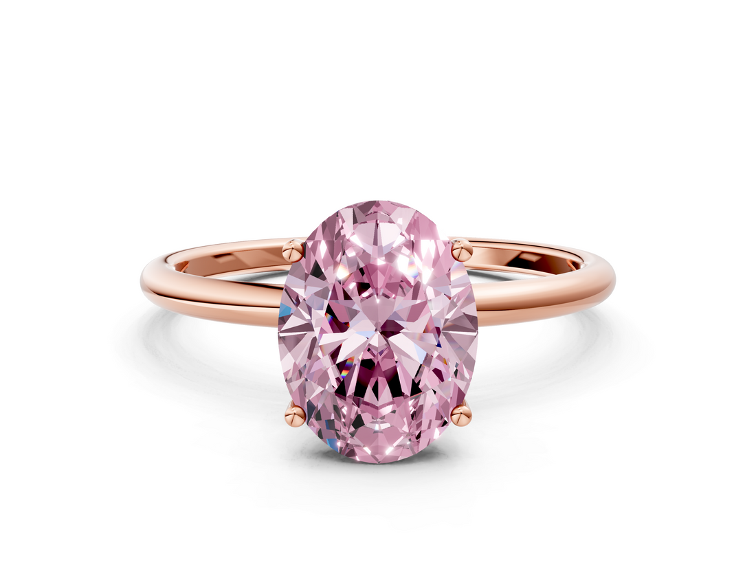 Rose gold Fancy Pink Oval  Cut Solitaire Engagement Ring with Thin Band and Four-Prong Setting_3
