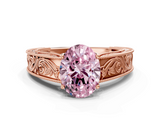 Rose gold Fancy Pink Oval  Cut Solitaire Engraved Band with Four-Prong Setting_62