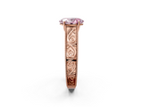 Rose gold Fancy Pink Oval  Cut Solitaire Engraved Band with Four-Prong Setting_64
