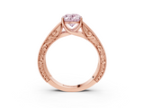 Rose gold Fancy Pink Oval  Cut Solitaire Engraved Band with Four-Prong Setting_65