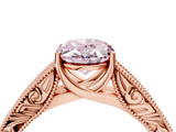 Rose gold Fancy Pink Oval  Cut Solitaire Engraved Band with Four-Prong Setting_66
