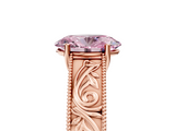 Rose gold Fancy Pink Oval  Cut Solitaire Engraved Band with Four-Prong Setting_67