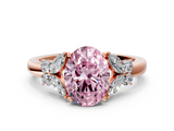 Rose gold Fancy Pink Oval  Cut Solitaire Floral Diamond Ring with Four-Prong Setting_37