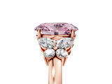 Rose gold Fancy Pink Oval  Cut Solitaire Floral Diamond Ring with Four-Prong Setting_42