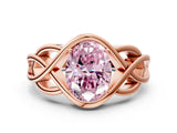 Rose gold Fancy Pink Oval Cut Solitaire Intertwined Band Prong Setting Ring