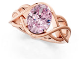 Rose gold Fancy Pink Oval Cut Solitaire Intertwined Band Prong Setting Ring_1
