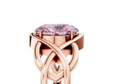Rose gold Fancy Pink Oval Cut Solitaire Intertwined Band Prong Setting Ring_5
