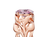 Rose gold Fancy Pink Oval Cut Solitaire Leaf-Inspired Engagement Ring with Prong Setting_17