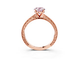 Rose gold Fancy Pink Oval Cut Solitaire Milgrain Engraved Band with Four-Prong Setting_3
