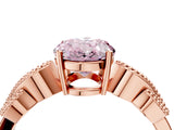 Rose gold Fancy Pink Oval Cut Solitaire Milgrain Leaf Band with Prong Setting_4