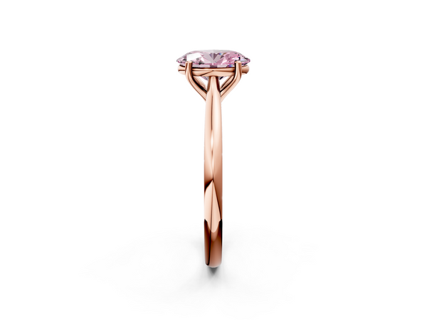 Rose gold Fancy Pink Oval  Cut Solitaire Ring with Cathedral Band and Four-Prong Setting