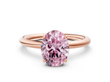 Rose gold Fancy Pink Oval  Cut Solitaire Ring with Thin Band and Four-Prong Setting_22