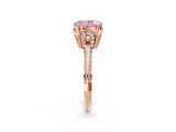 Rose gold Fancy Pink Oval Cut Solitaire Split Shank Pave Diamond Engagement Ring with Four-Prong Setting_2