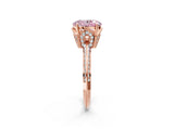 Rose gold Fancy Pink Oval Cut Solitaire Split Shank Pave Diamond Engagement Ring with Four-Prong Setting_26