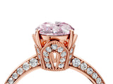 Rose gold Fancy Pink Oval Cut Solitaire Split Shank Pave Diamond Engagement Ring with Four-Prong Setting_28