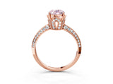 Rose gold Fancy Pink Oval Cut Solitaire Split Shank Pave Diamond Engagement Ring with Four-Prong Setting_3