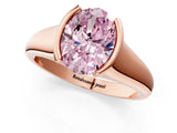 Rose gold Fancy Pink Oval Cut Solitaire Tension Set Diamond Ring with Split Shank Band_1