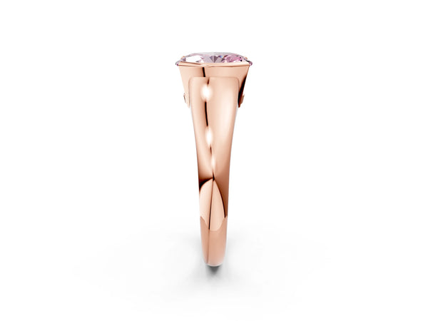 Rose gold Fancy Pink Oval Cut Solitaire Tension Set Diamond Ring with Split Shank Band