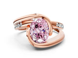 Rose gold Fancy Pink Oval Cut Solitaire Tension-Set Diamond Split Shank Ring