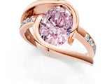 Rose gold Fancy Pink Oval Cut Solitaire Tension-Set Diamond Split Shank Ring_1