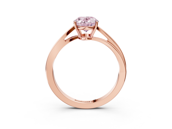 Rose gold Fancy Pink Oval  Cut Solitaire Twist Band Ring with Four-Prong Setting