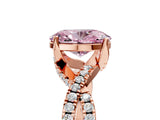 Rose gold Fancy Pink Oval Cut Solitaire Twist Pave Diamond Engagement Ring with Prong Setting_29