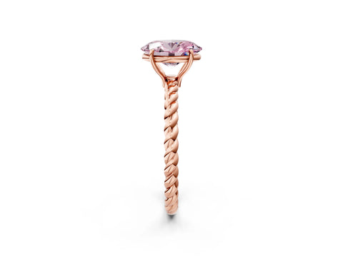 Rose gold Fancy Pink Oval Cut Solitaire Twisted Band 4-Prong Ring_2