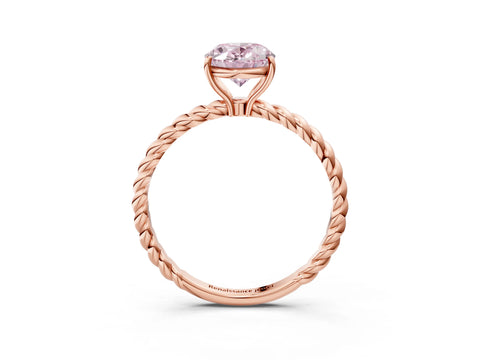 Rose gold Fancy Pink Oval Cut Solitaire Twisted Band 4-Prong Ring_3
