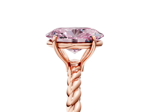 Rose gold Fancy Pink Oval Cut Solitaire Twisted Band 4-Prong Ring_5