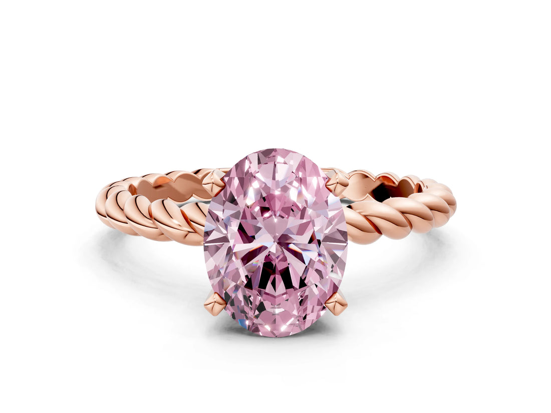 Rose gold Fancy Pink Oval  Cut Solitaire Twisted Band with Four-Prong Setting_74