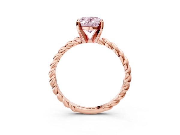 Rose gold Fancy Pink Oval  Cut Solitaire Twisted Band with Four-Prong Setting