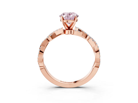 Rose gold Fancy Pink Oval Cut Solitaire Twisted Pave Band with Four-Prong Setting_6