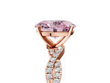 Rose gold Fancy Pink Oval Cut Solitaire Twisted Pave Band with Four-Prong Setting_8