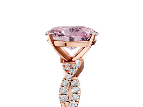 Rose gold Fancy Pink Oval Cut Solitaire Twisted Pave Band with Four-Prong Setting_8