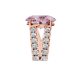 Rose gold Fancy Pink Oval  Cut Split Shank Pave Diamond Engagement Ring with Four-Prong Setting_29