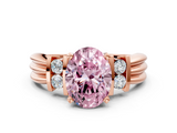Rose gold Fancy Pink Oval  Cut Three-Stone Channel Set Ring with Bar Prongs_65