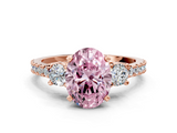 Rose gold Fancy Pink Oval  Cut Three-Stone Diamond Pavé Band with Prong Setting_17